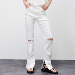Zara Slim Flared Ripped Jeans